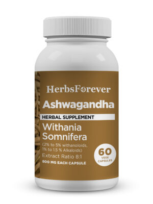 Ashwagandha Capsules – Withania Somnifera - 2% TO 5% Withanoloids, 1% To 1.5 % Alkaloids - Extract Ratio 8:1 -  60 Vege Capsules - 800 mg each
