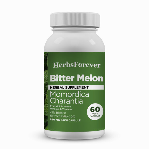 Bitter Melon Capsules (Momordica Charantia) - 5% Bitters - Extract Ratio 10:1 - 60 Vege Capsules - 880 mg each