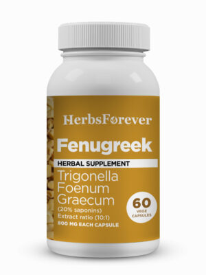 Fenugreek Capsules (Trigonellafoenum Graecum) - 20% Saponins - Extract Ratio 10:1 - 60 Vege Capsules - 800 mg each