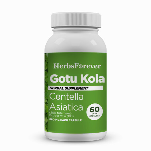 Gotu kola Capsules – Centella Asiatica - 20% triterpene - Extract Ratio 10:1 - 60 Vege Capsules - 880 mg each