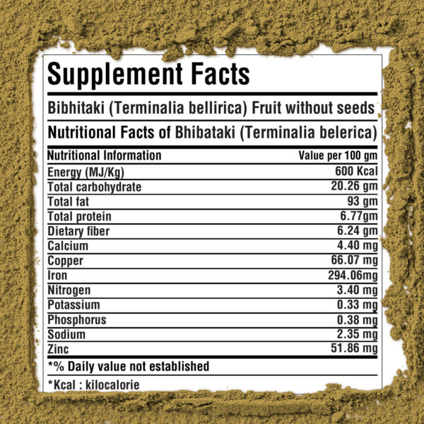 Bibhitaki Powder (Terminalia Bellerica) - Non GMO - Vegan - (454 Gms -1 LBS)