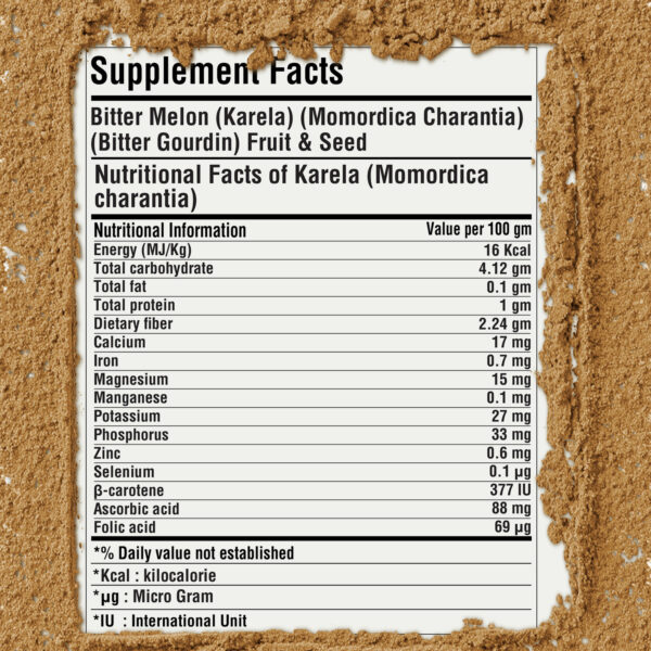 Bitter Melon (Karela) Powder (Momordica Charantia ) – Non GMO – Vegan – (454 Gms – 1LBS)