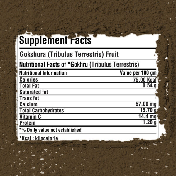 bnr3_gokshura_powder_454_facts Gokshura Powder (Tribulus Terrestris) - Non GMO - Vegan - (454Gms - 1LBS)