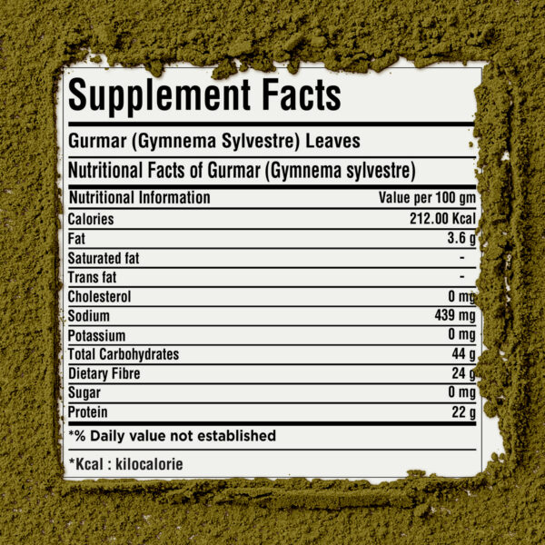 Gurmar Powder (Gymnema Sylvestre) – Non GMO – Vegan – (454 Gms – 1LBS)