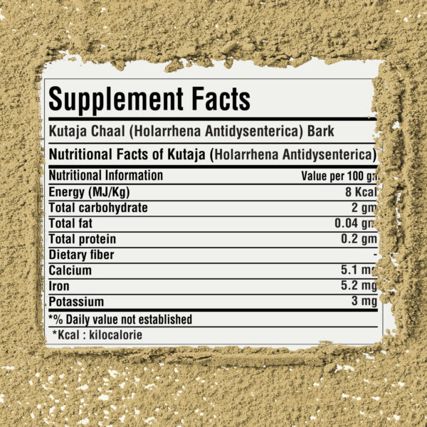 Kutaja Powder (Holarrhena Antidysenterica) - Non GMO - Vegan - (454 Gms - 1LBS)