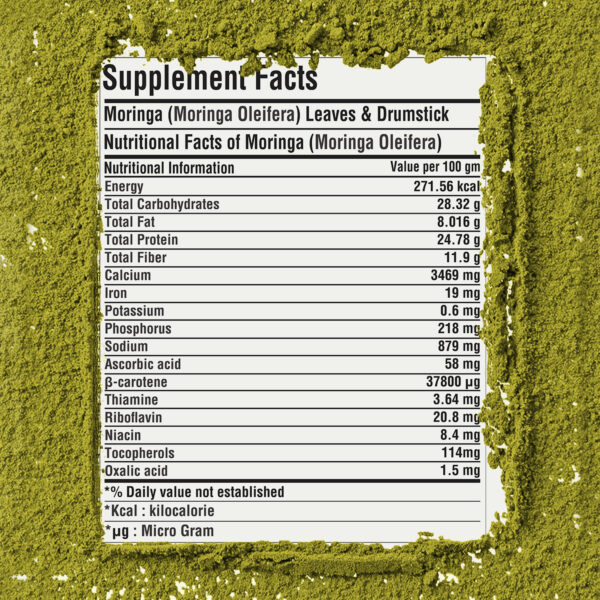 Moringa Powder (Moringa Oleifera) - Non GMO - Vegan - (230 Gms - ½ LBS)