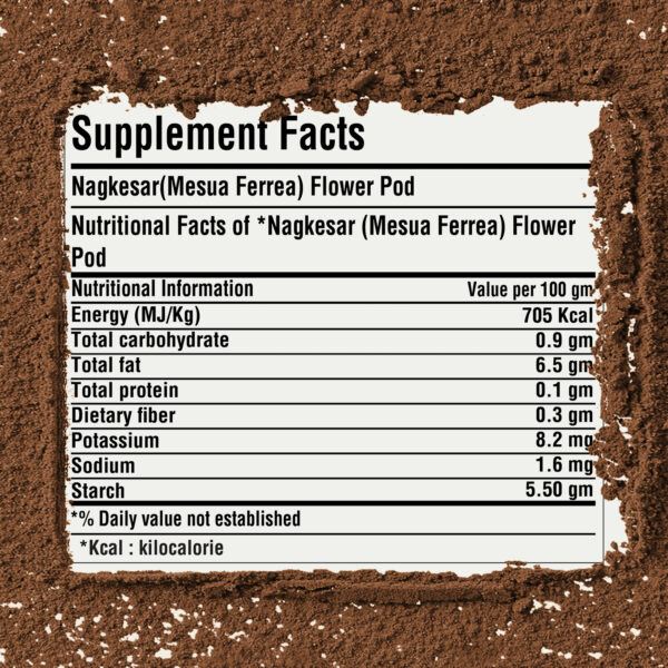 bnr3_nagkesar_powder_454_facts Nagkesar Powder (Mesua Ferrea) - Non GMO - Vegan - 454 Gms - 1LBS
