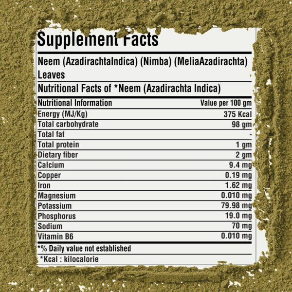 Neem Powder (Azadirachta Indica) - Non GMO - Vegan - (454Gms - 1LBS)