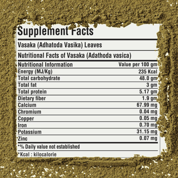 Vasaka Powder (Adhatoda Vasica) - Non GMO - Vegan - (454 Gms - 1LBS)