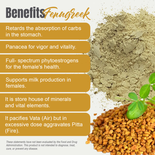 Fenugreek Powder (Trigonella Foenum Graecum) - Non GMO  - Vegan - (230 Gms - ½ LBS)