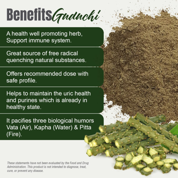 Guduchi powder – (Tinospora Cordifolia) – Non GMO - Vegan - 454Gms - 1LBS