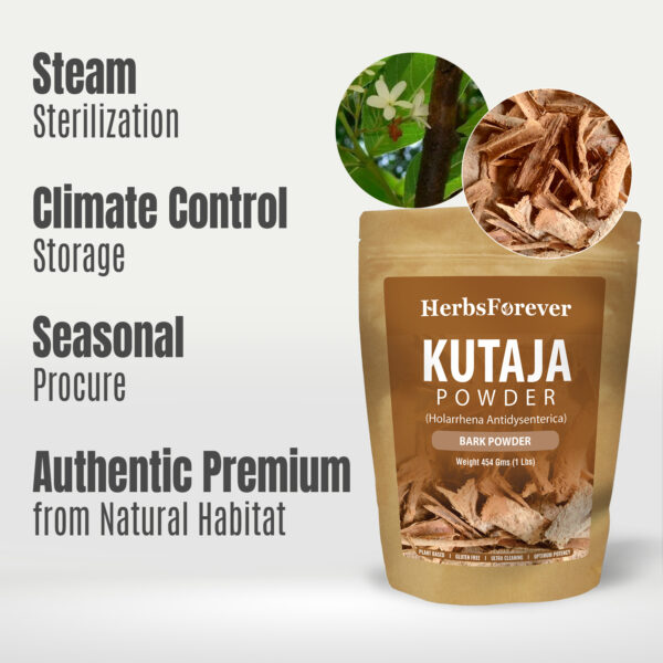 Kutaja Powder (Holarrhena Antidysenterica) - Non GMO - Vegan - (454 Gms - 1LBS)