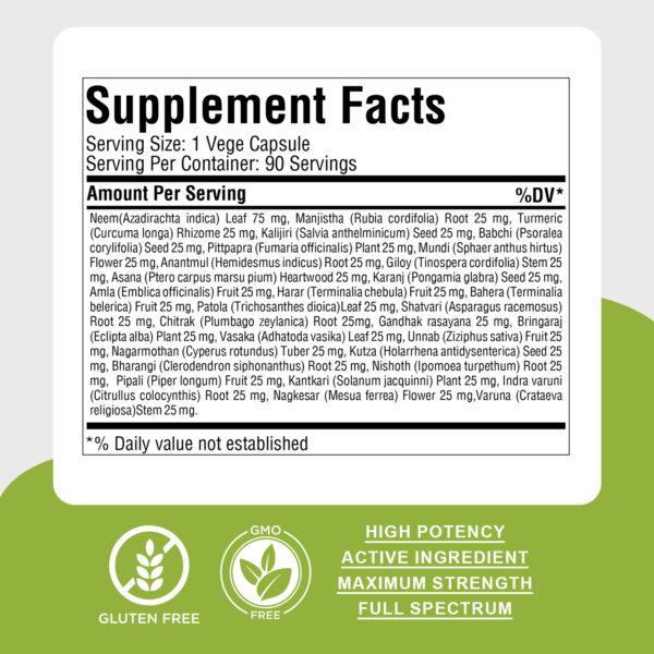 bnr3_blood-cleaner_90Caps Blood Cleaner - Ayurvedic Herbal Supplement – 90 Vege Capsules – 800 Mg Each