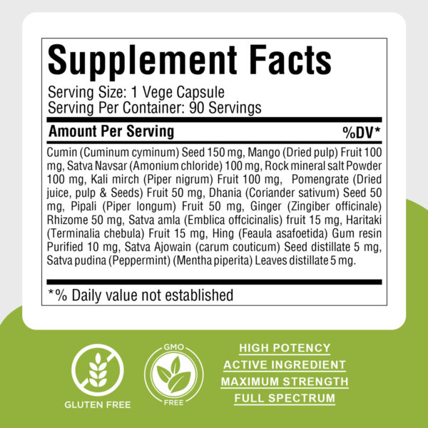 Digestive Care Capsules - Ayurvedic Herbal Supplement – 90 Vege Capsules – 800 Mg Each