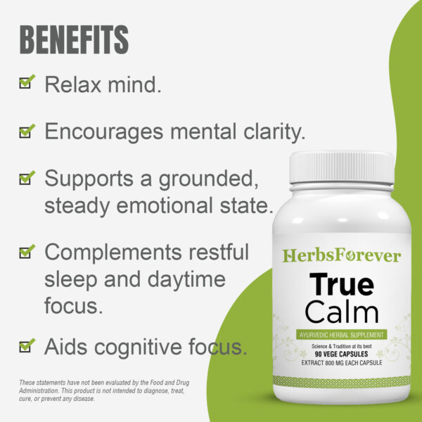bnr4_true_calm_90Caps True Calm Capsules - Ayurvedic Herbal Supplement – 90 Vege Capsules – 800 Mg Each