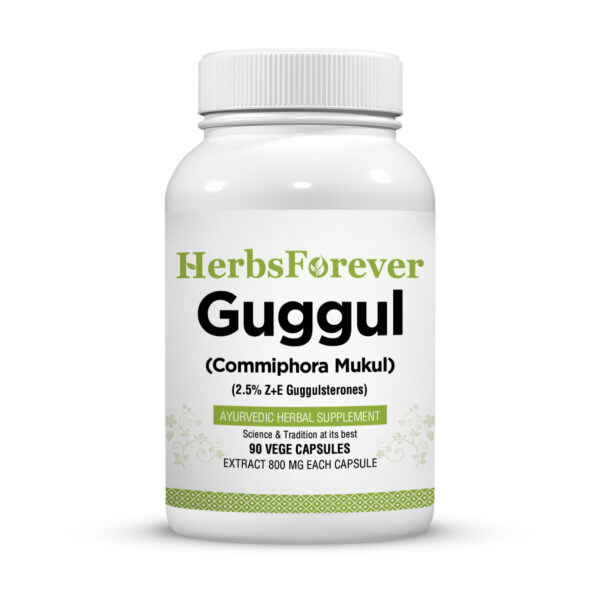 Guggul Resin Capsules – Commiphora Wightii - 2.5% Z&E - Extract Ratio 5:1 - 90 Vege Capsules - 800 mg each
