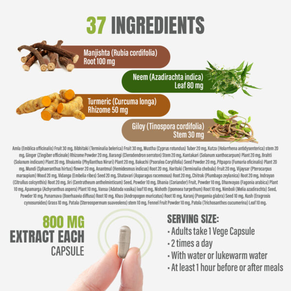 bnr2_maha-manjishtadi_guggul Maha Manjishtadi Kwath - Ayurvedic Herbal Supplement - 90 Vege Capsules - 800 Mg Each