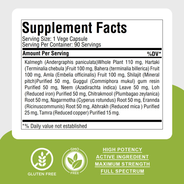 Arogya Vardini Vati - Ayurvedic Herbal Supplement - 90 Vege Capsules - 800 Mg Each