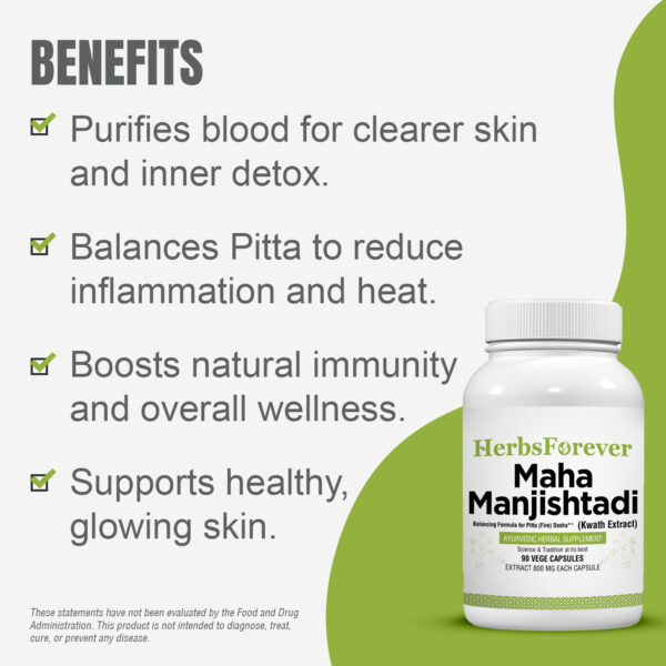 bnr4_maha-manjishtadi_guggul Maha Manjishtadi Kwath - Ayurvedic Herbal Supplement - 90 Vege Capsules - 800 Mg Each