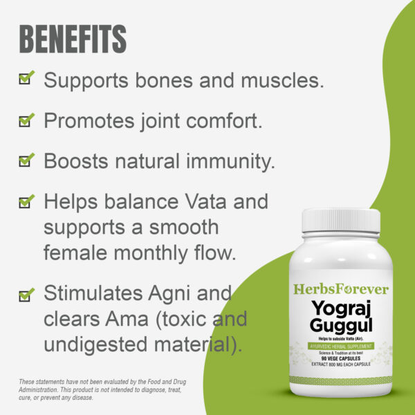 Yograj Guggulu - Ayurvedic Herbal Supplement - 90 Vege Capsules - 800 Mg Each